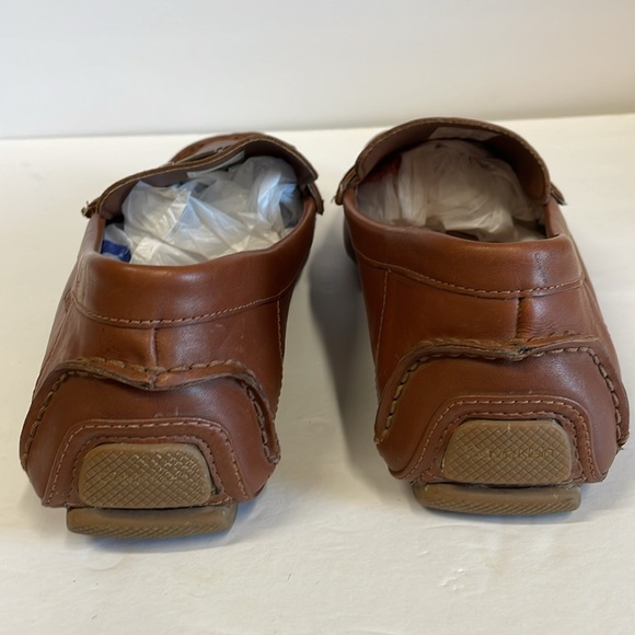 Calvin Klein Magnus Brown Leather Driving Loafers with Metallic Detail - Picture 10 of 12